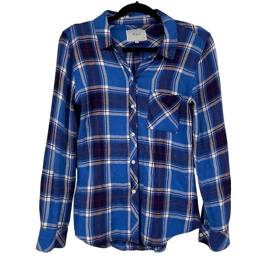 Rails Blue Plaid Hunter Long Sleeve Button Down Shirt Womens XS Fall Classic